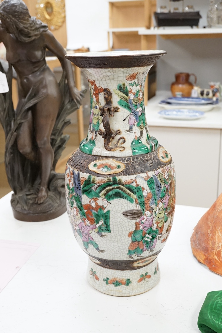 A large Chinese baluster crackle glazed vase, early 20th century, 44.5cm high. Condition - fair